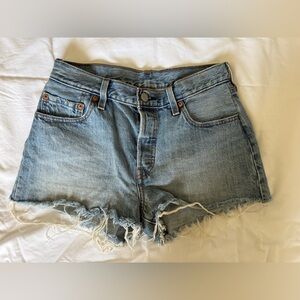 Levi's Light Blue Denim Cutoff Shorts with Frayed Hem